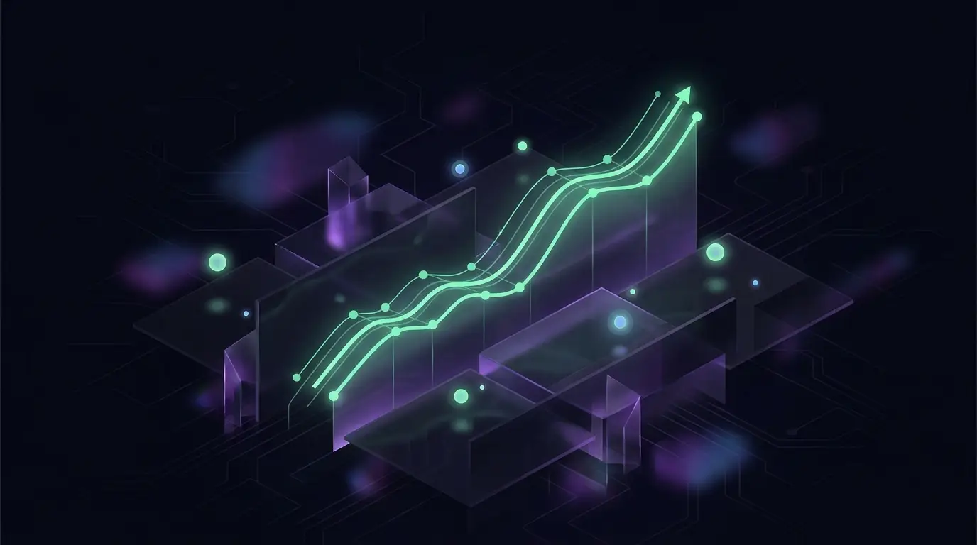 Grafico in crescita che rappresenta l'aumento della visibilità nelle risposte AI