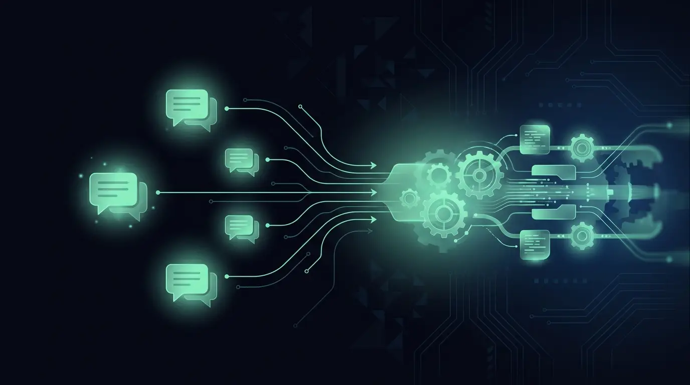 Illustrazione astratta di automazione dell'assistenza clienti con intelligenza artificiale