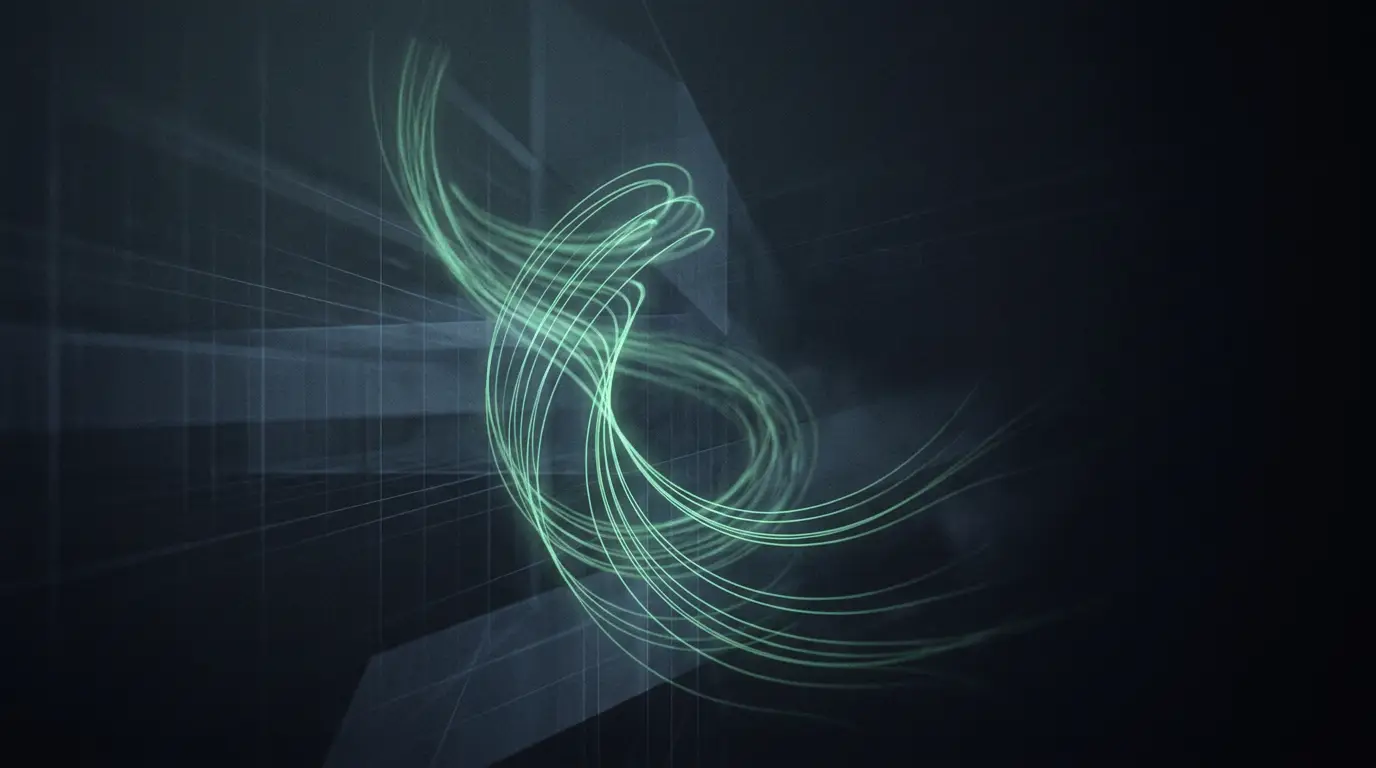 Visualizzazione astratta di tempo recuperato, spirale luminosa su fondo scuro
